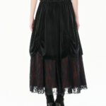 matilda gothic red & black velvet & lace long skirt by dark in love