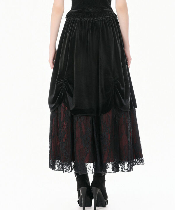matilda gothic red & black velvet & lace long skirt by dark in love