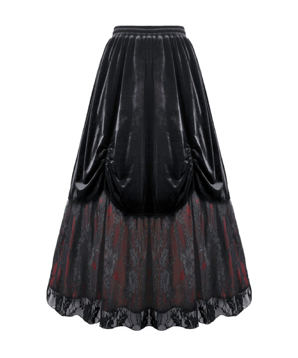 matilda gothic red & black velvet & lace long skirt by dark in love