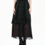 matilda gothic red & black velvet & lace long skirt by dark in love