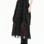 matilda gothic red & black velvet & lace long skirt by dark in love