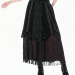matilda gothic red & black velvet & lace long skirt by dark in love