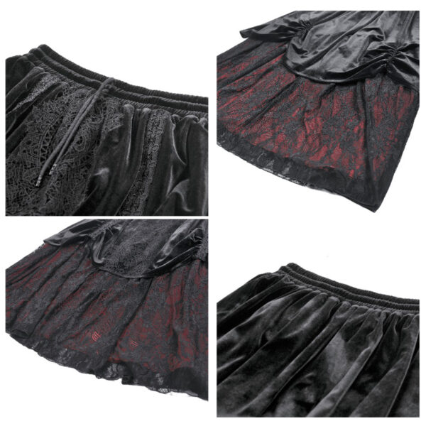 matilda gothic red & black velvet & lace long skirt by dark in love