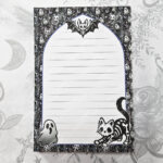 skellie cat & bats spooky gothic halloween a6 gothic notepad stationery