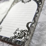 skellie cat & bats spooky gothic halloween a6 gothic notepad stationery