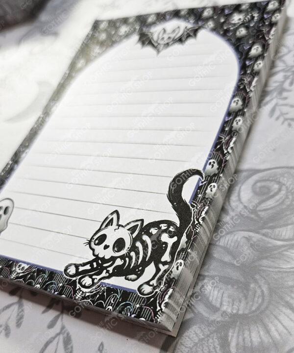 skellie cat & bats spooky gothic halloween a6 gothic notepad stationery