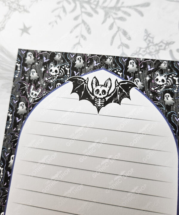 skellie cat & bats spooky gothic halloween a6 gothic notepad stationery