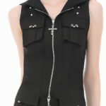 lydia gothic black hooded vest with cross detail by dark in love