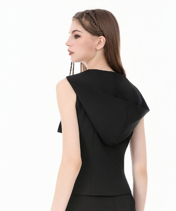 lydia gothic black hooded vest with cross detail by dark in love