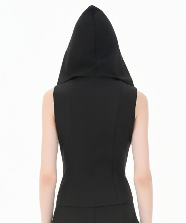 lydia gothic black hooded vest with cross detail by dark in love