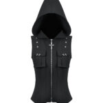 lydia gothic black hooded vest with cross detail by dark in love
