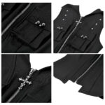 lydia gothic black hooded vest with cross detail by dark in love