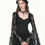 nocturne gothic black lace bell sleeve top by dark in love