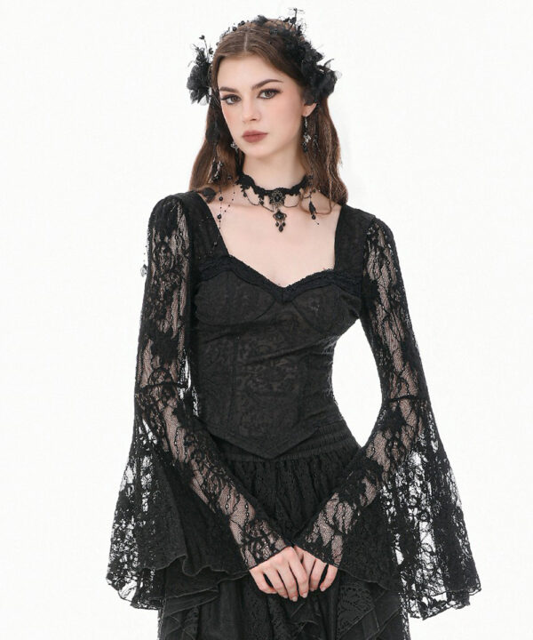 nocturne gothic black lace bell sleeve top by dark in love
