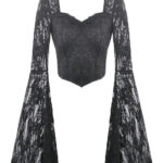 nocturne gothic black lace bell sleeve top by dark in love