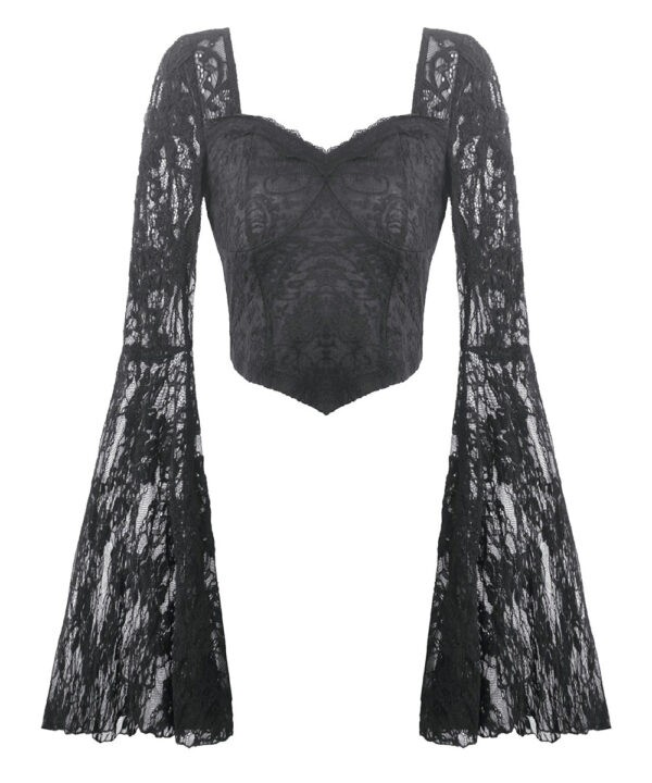 nocturne gothic black lace bell sleeve top by dark in love