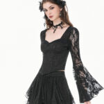 nocturne gothic black lace bell sleeve top by dark in love