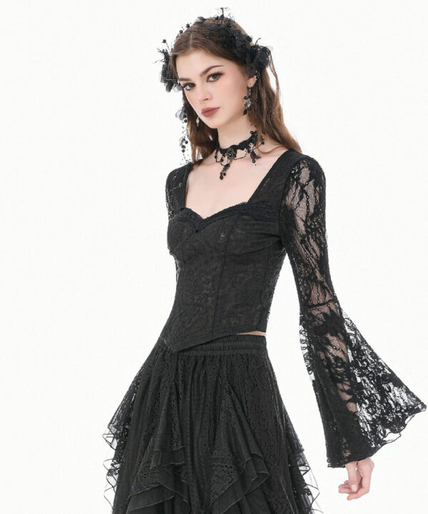 nocturne gothic black lace bell sleeve top by dark in love