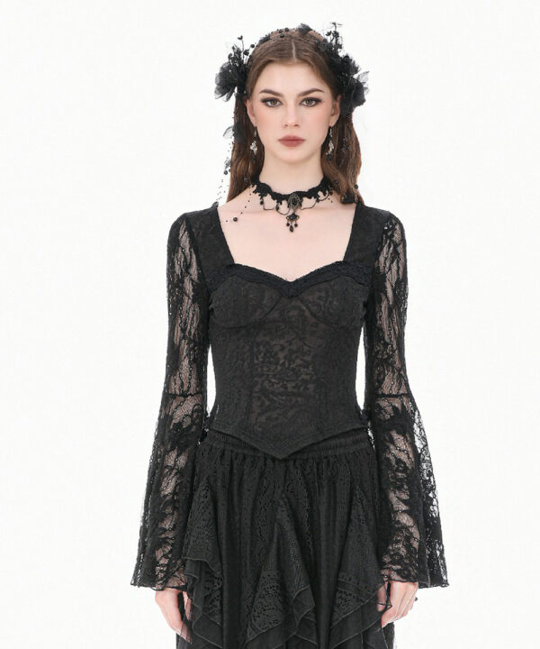 nocturne gothic black lace bell sleeve top by dark in love
