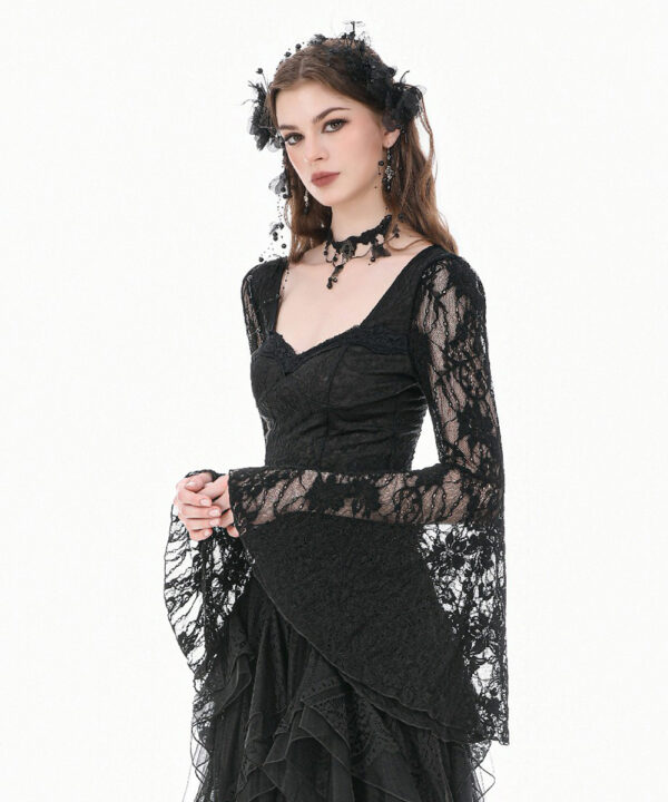 nocturne gothic black lace bell sleeve top by dark in love