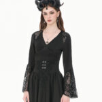 ravenna gothic black lace bell sleeve top by dark in love