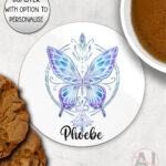 20269 whimsical butterfly personalised coaster