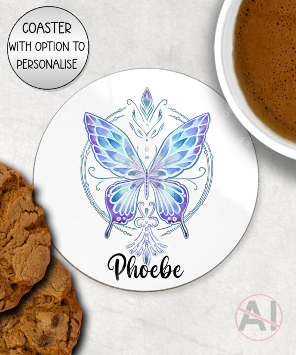 20269 whimsical butterfly personalised coaster