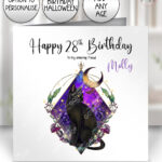 20280 whimsical black cat personalised card
