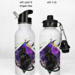 20283 whimsical black cat personalised water bottle 1