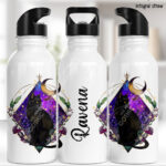 20283 whimsical black cat personalised water bottle 3