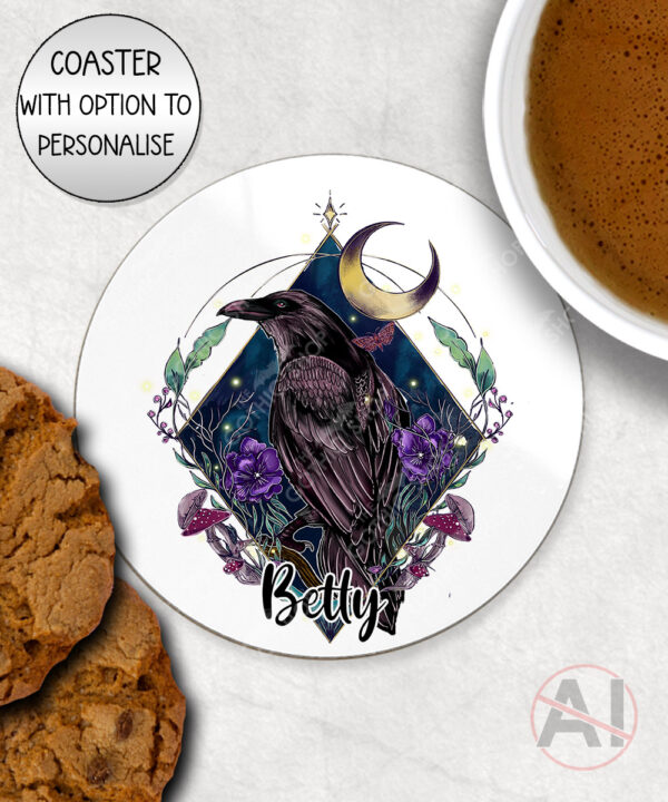 20285 whimsical raven gothic coaster