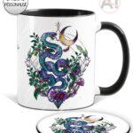 20289 whimsical purple teal snake gothic personalised mug coaster