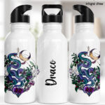 20291 whimsical purple teal snake gothic personalised water bottle 1