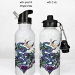 20291 whimsical purple teal snake gothic personalised water bottle 3