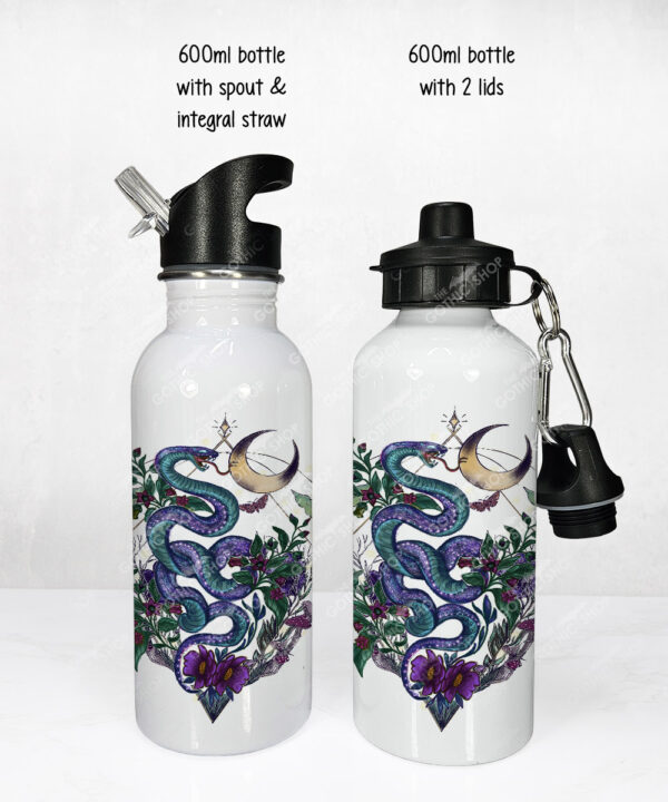20291 whimsical purple teal snake gothic personalised water bottle 3