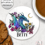 20293 whimsical dragon personalised coaster