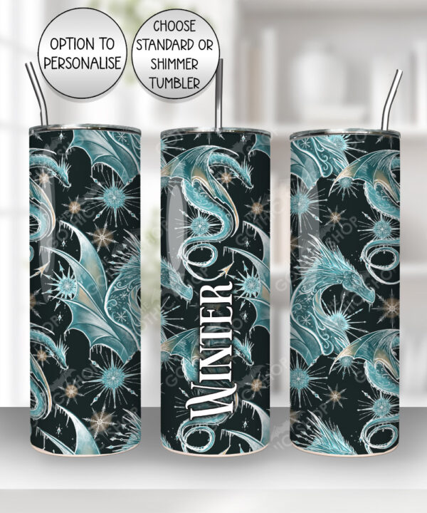 winter dragon gothic straight tumbler option to personalise