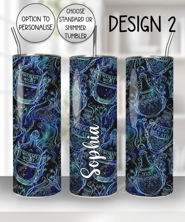 witchy potions straight tumbler option to personalise