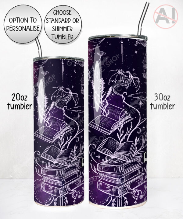 fantasy books bookish straight tumbler option to personalise