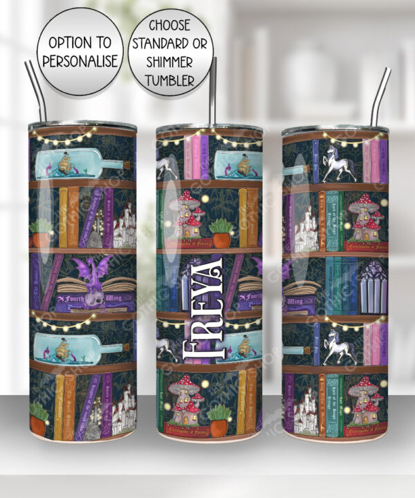enchanted library bookish straight tumbler option to personalise