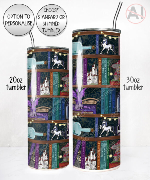 enchanted library bookish straight tumbler option to personalise