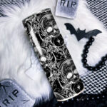 midnight moon floral ribcage straight tumbler option to personalise (copy)