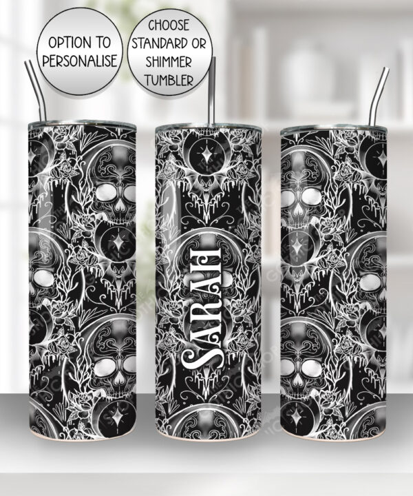 midnight moon floral ribcage straight tumbler option to personalise (copy)
