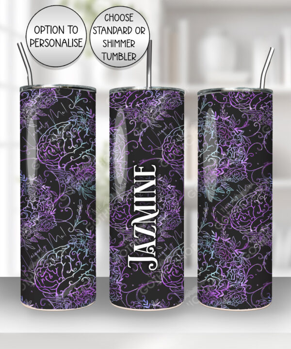 uniquely me purple brain straight tumbler option to personalise