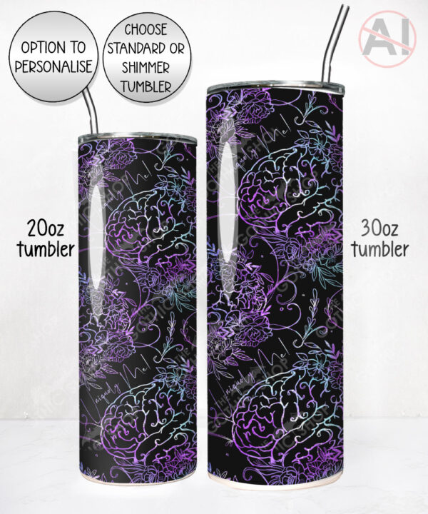 uniquely me purple brain straight tumbler option to personalise