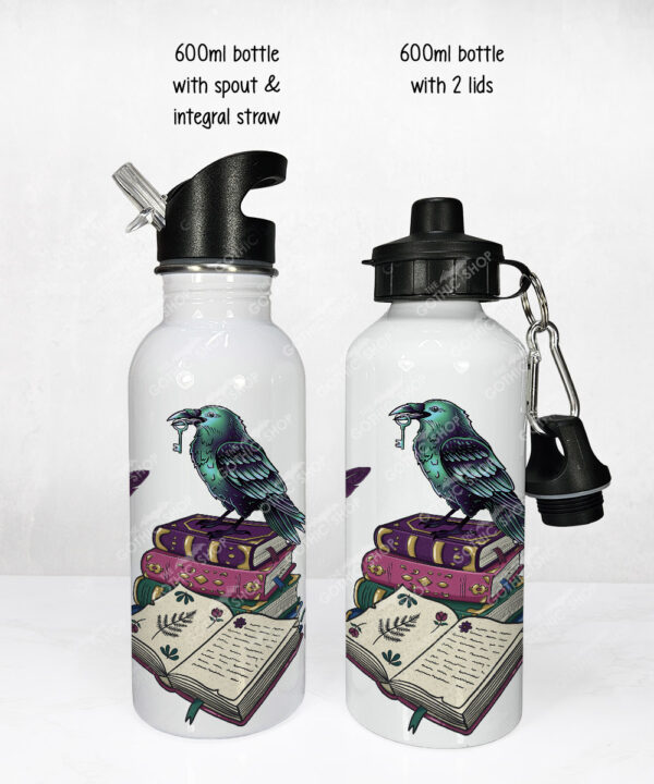 20320 dark academia raven gothic water bottle 3