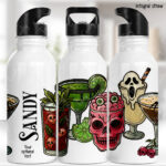 spooky halloween cocktail gothic water bottle option to personalise