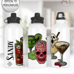 spooky halloween cocktail gothic water bottle option to personalise