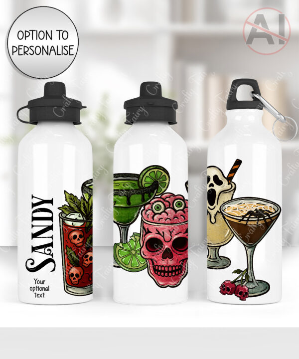 spooky halloween cocktail gothic water bottle option to personalise