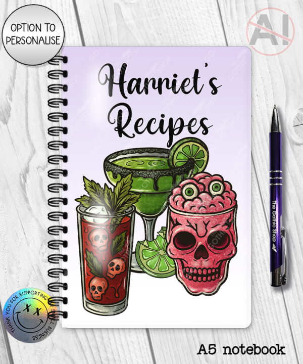 spooky halloween cocktails gothic notebook journal option to personalise